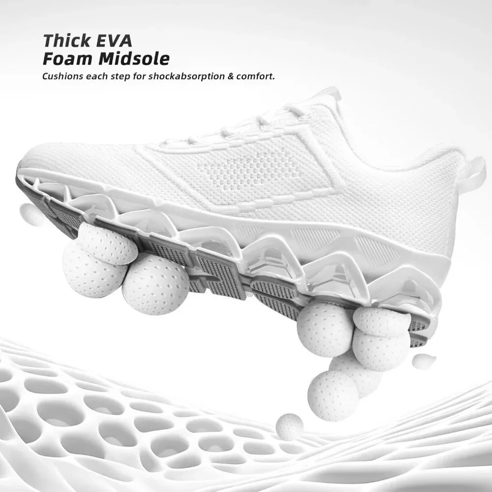 Women's All White Sport Gym Walking Running Tennis  Athletic Sneakers Shoes - Picture 5 of 7